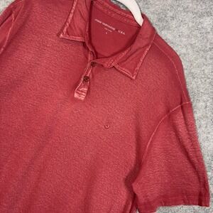 John Varvatos Henley Shirt Mens Sz L Heathered Red Mineral Wash Lightweight